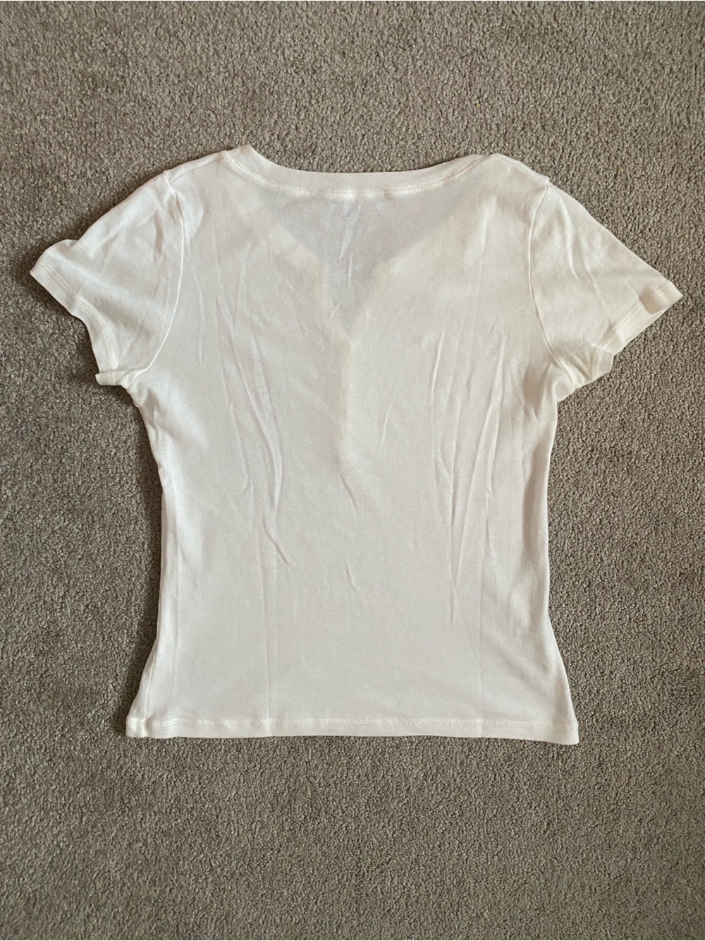Brandy Melville White Short-Sleeve Henley Top - Picture 3 of 3